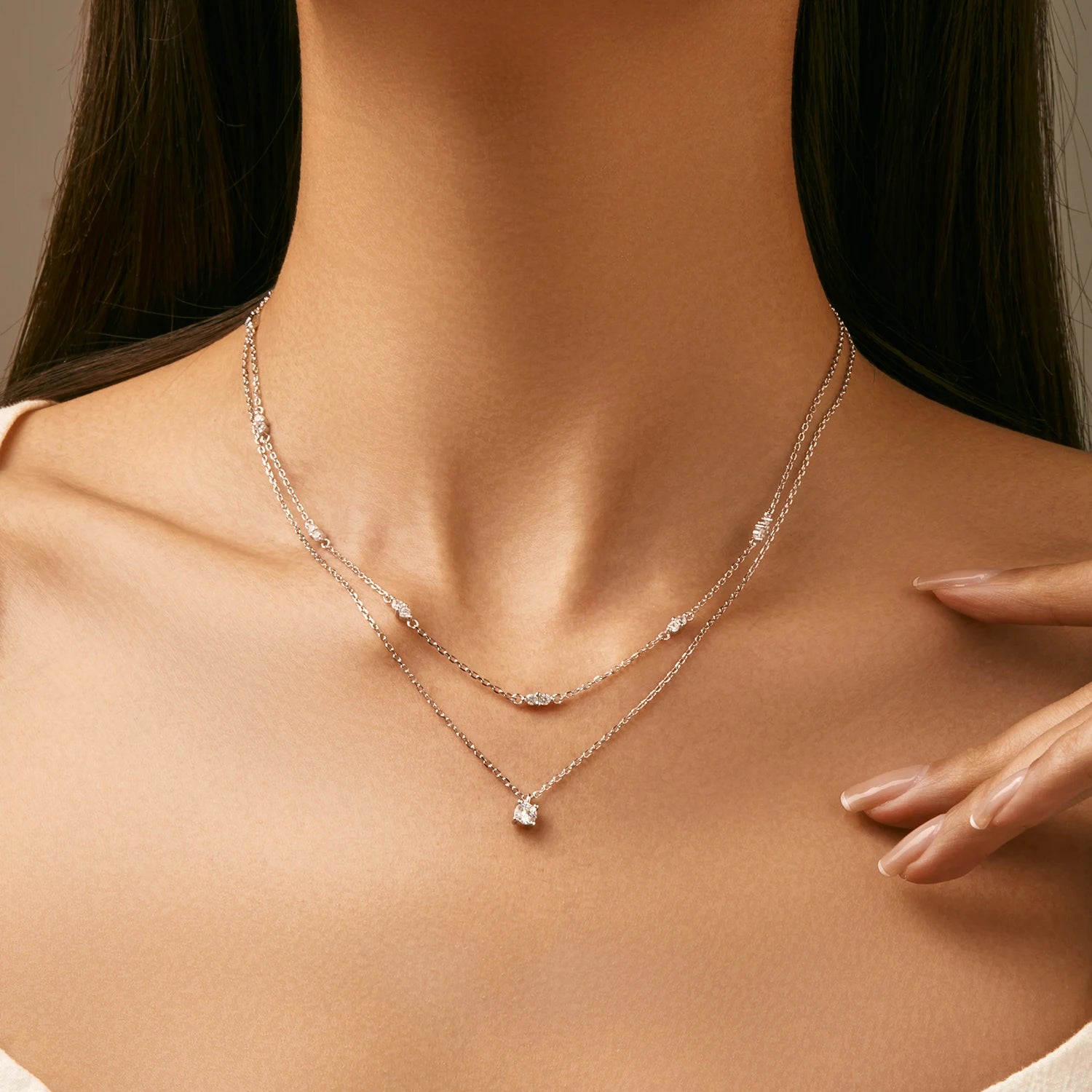 ARIA MOISSANITE DIAMOND LAYERED NECKLACE - NARAVOCO