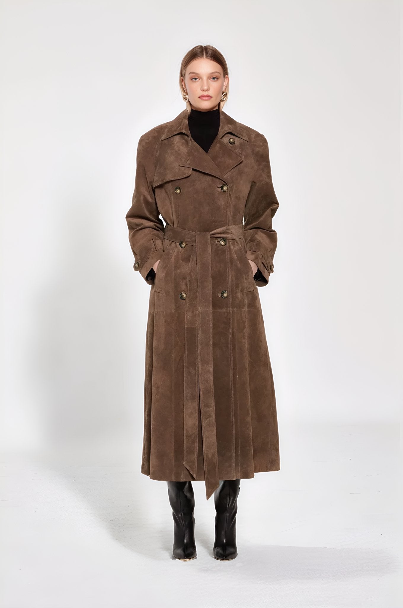 ASHTON SUEDE TRENCH COAT - NARAVOCO