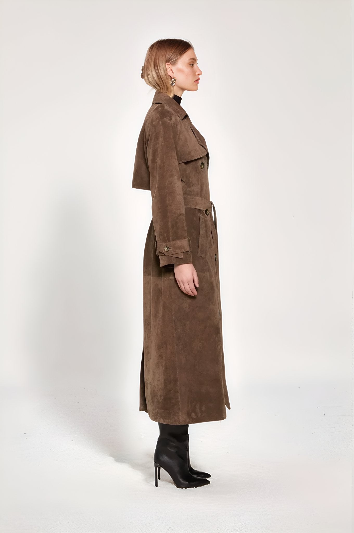 ASHTON SUEDE TRENCH COAT - NARAVOCO