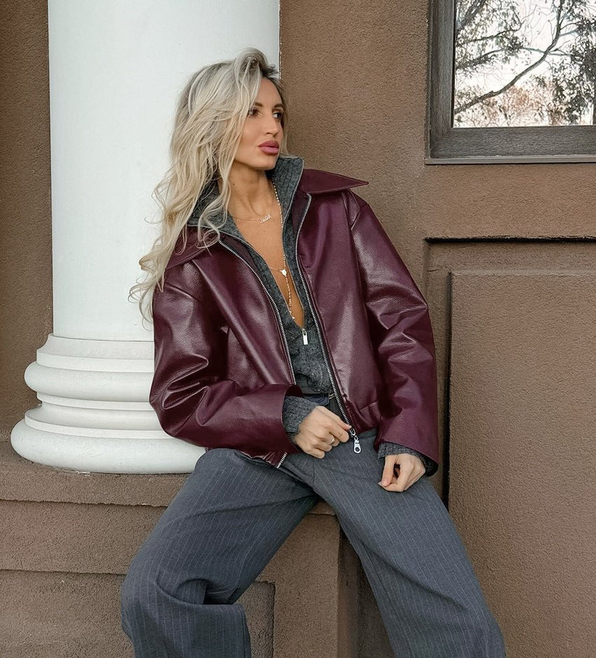 ISADORA LEATHER JACKET WINE EDITION - NARAVOCO