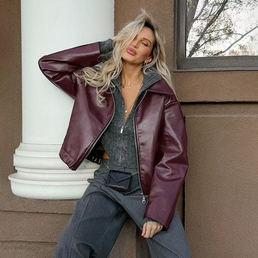 ISADORA LEATHER JACKET WINE EDITION - NARAVOCO