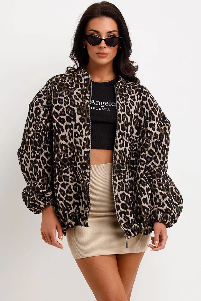 RETRO LEOPARD BOMBER JACKET - NARAVOCO