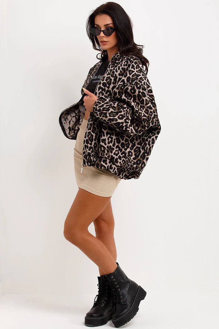 RETRO LEOPARD BOMBER JACKET - NARAVOCO