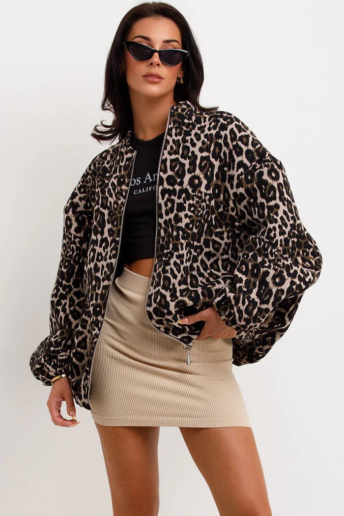 RETRO LEOPARD BOMBER JACKET - NARAVOCO