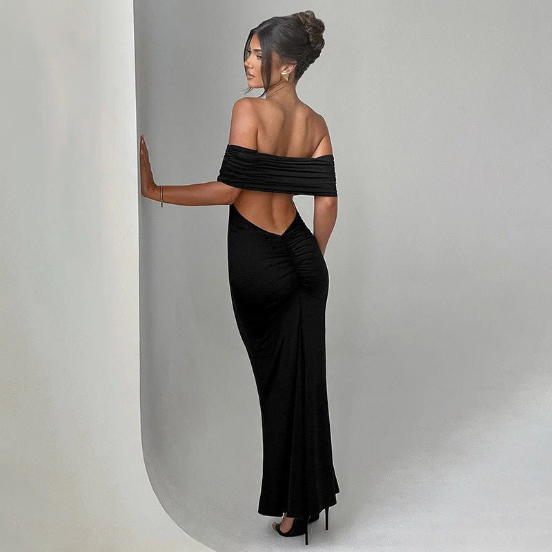 Socialite Style Elegant Sexy Backless Off - shoulder Dress Women - NARAVOCO