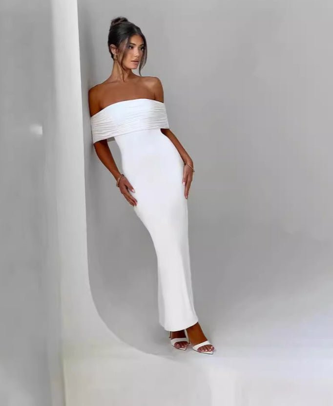 Socialite Style Elegant Sexy Backless Off - shoulder Dress Women - NARAVOCO