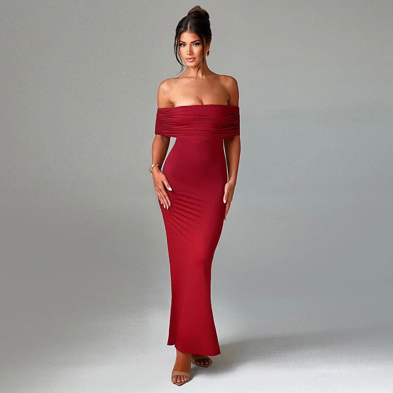 Socialite Style Elegant Sexy Backless Off - shoulder Dress Women - NARAVOCO