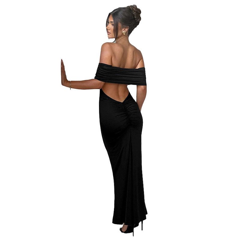 Socialite Style Elegant Sexy Backless Off - shoulder Dress Women - NARAVOCO