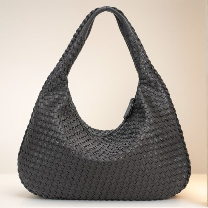 WOVEN LEATHER HOBO BAG - NARAVOCO